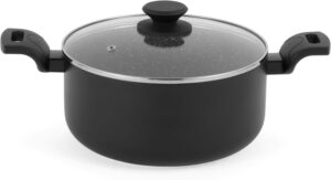 Progress Marmite 24cm (2.76L) en Aluminium Trempe avec Couvercle en Verre Trempe, Faitout avec Revetement Anti-adhesif en Ceramique
