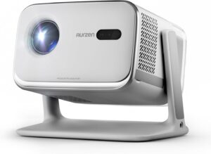 Aurzen Boom 4-in-1 Mini Video Projector with Google TV, Support 4K, Home Cinema Outdoor Projector, 20W Dolby Audio, 500 ANSI, ToF