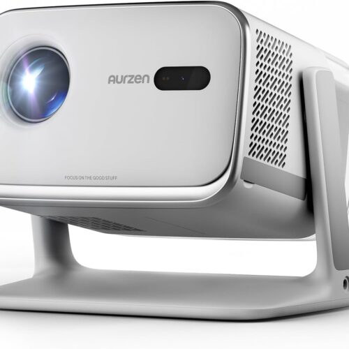 Aurzen Boom 4-in-1 Mini Video Projector with Google TV, Support 4K, Home Cinema Outdoor Projector, 20W Dolby Audio, 500 ANSI, ToF
