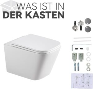 Suspended toilet, complete wall element with flush cistern, flush cistern, release plate, wall toilet with soft-close soft-close mec