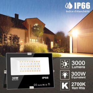 iLC RGB Projecteur LED exterieurs 30W, changement de couleur RGBW equivalent 300W, 16 million couleurs, Minuteur, Regroupement, 3000