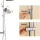 Colonne de douche Auralum réglable 1-1,4m mitigeur 3 jets