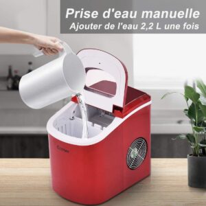61LyXiy-LL._AC_SL1200_.jpg Machine à glaçons COSTWAY rouge 12 kg/24h, réservoir 2,2 L