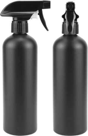 QWORK 4 Pcs Vaporisateur de 500 ml, bouteille spray vide, noir, pour la coiffure, le soin des plantes a fleurs, le nettoyage