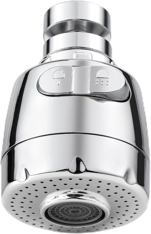 Vinabo Aerateur pour robinet rotatif a 360 , buse robinet cuisine, evier avec filtre regulateur de tete, 2 modes, aerateur robinet,