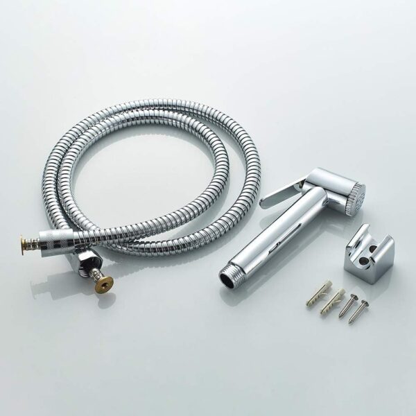 Ibergrif M20282 Toilet Shower Kit with Wall Mount and 1.2 m Hose, Silver Chrome Finish - Hygienic Shower for Toilet and Cleaning