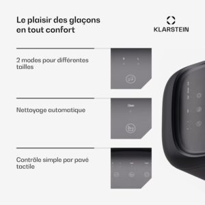 Machine à glaçons Klarstein SparkIce 15 kg/jour, 6 min