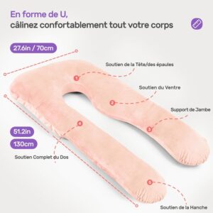61OCw7dZ1L._AC_SL1500_.jpg Coussin de Grossesse Nuliie Oreiller U Velours Lavable