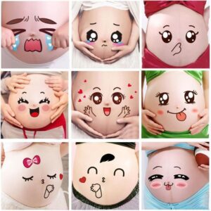 Autocollants Grossesse 9 Pièces – Expressions Faciales Drôles