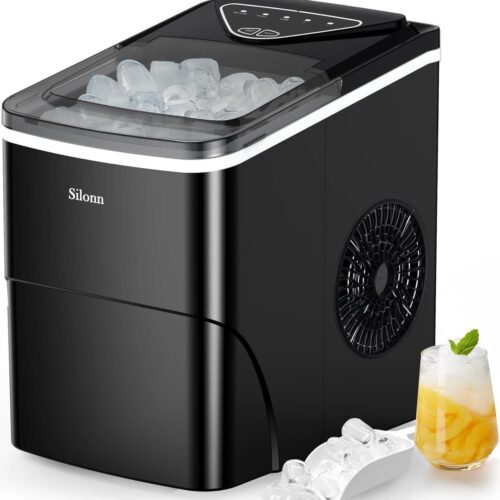 61OV4o2g4L._AC_SL1331_.jpg Silonn Ice Maker Ice Maker 9 Ice Maker in Just 6 Minutes Up to 12kg in 24 Hours Ice Maker with Self-Cleaning, Ideal for Kitchen, Off