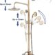 SINKTORY Retro Brass Shower Column with Mixer, Shower System Shower Set Wall Mounted Shower Kit with 20 cm Shower Head, Shower, Bath