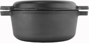 4BIG.fun Faitout en fonte avec couvercle Ø 28 cm - 6 l - Casserole Traditionnelle en Fonte 2 en 1 - Cocotte en Fonte avec Couvercle