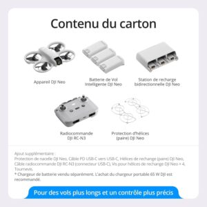 DJI Neo Fly More Combo polyvalent, Mini Drone avec camera 4K, drone autonome 135g, fonction follow me, demarrage manuel, suivi de sc