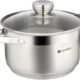 Daniks Standard Marmite Inox 20 cm 4 Litres, Faitout avec Couvercle en Verre, Tous Feux y Compris Induction, avec Echelle de Mesure,
