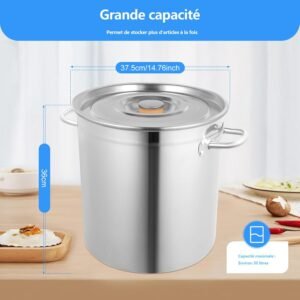 61PvGp4HmaL._AC_SL1500_.jpg Marmite inox 35 L Begoniape - fond épais, couvercle rainuré