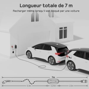 Chargeur voiture électrique 11 kW triphasé 7 m Type 2
