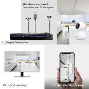 REIGY 3MP WiFi Surveillance Camera Indoor PT 360, 1296P IP Security Camera with Motion Detection, Night Vision Two-Way Audio, Compa