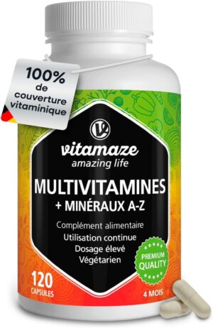 61QnUwLtoaL._AC_SL1500_.jpg Multivitamines et Minéraux 23 Vitamines A-Z — 120 gélules