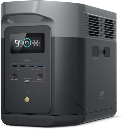 EcoFlow DELTA 2 Max Portable Power Station, 2048Wh Capacity, 3000 Cycles LFP Battery, Fast Charging, 3100W Output Power, Silent Sola