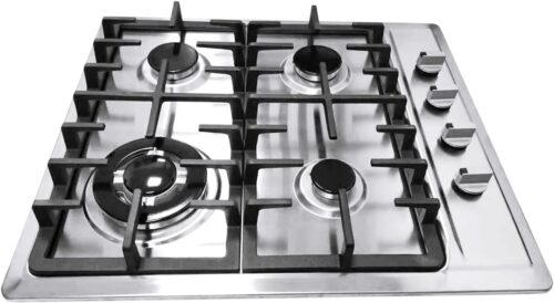 Cuisiniere a gaz integree, a 4 feux, gaz naturel, propane, encastrable pour gaz naturel, propane, en acier inoxydable, protection th
