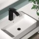 Coleniny Moderne Robinet Lavabo Noir Cascade, Mitigeur Lavabo Salle de Bain en Laiton Design Elegant, Robinet Salle de Bain Noir ave