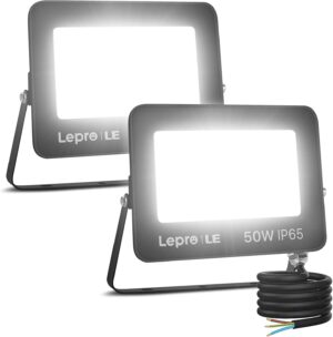 Lepro Projecteur LED Exterieur 50W 2 Pieces, 4250LM Spot Led , 5000K Blanc Froid , IP65 Etanche Eclairage de Securite, Projecteur po