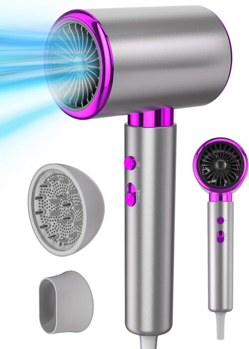 DMTIVMG Seche Cheveux 2400W Seche Cheveux Ionique Diffuseur Cheveux Professionnel Hair Dryer 3 Temperatures 2 Vitesses 1 Diffuseur 1