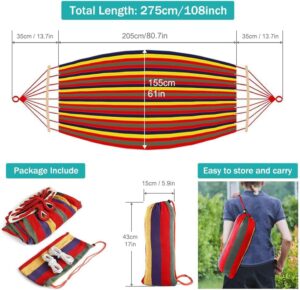 Hamac de Camping MOSFiATA, Tissu en Toile Robuste et Durable avec Une capacite de Charge de 250 kg, Deux poutres antiroulis et des S