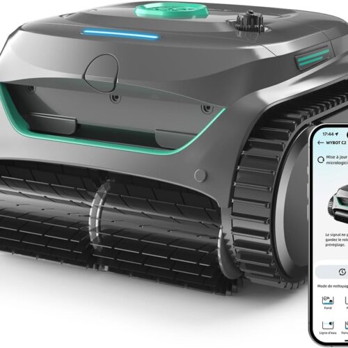 61RisDYBB-L._AC_SL1500_.jpg WYBOT C2 Wireless Pool Robot for Buried Pools 150m2, Double Filtration, 3 Motors, Powerful Suction, Cleaning Walls Water Line, 180