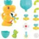 LUDI - Coffret de Bain Dino - 1 Circuit dEau a Construire, 1 Grand Dinosaure, 1 Bebe Dino Aspergeur - Jouet de Bain pour Bebe a Ven