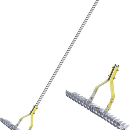 61TcteKpOhL._AC_SL1500_.jpg BARAYSTUS Straw Rake Lawn Rake with Long Handle Adjustable 148cm Garden Leaf Tongs Heavy Duty Carbon Steel Lawn Comb Multipurpose We