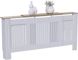 Vida Designs Arlington Cache-radiateur (Blanc, reglable) pour entree, Salon, Maison