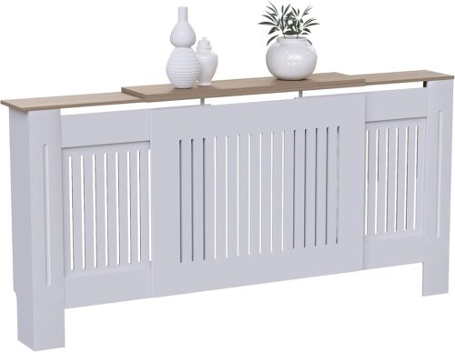 Vida Designs Arlington Cache-radiateur (Blanc, reglable) pour entree, Salon, Maison