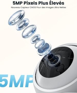 61U-9Ul7NyL._AC_SL1500_.jpg ieGeek 5MP WiFi Indoor Surveillance Camera 360 2.4G5GHz WiFi Indoor Camera, PTZ Motion Detection Audio Two-Way Alexa for PetsBa