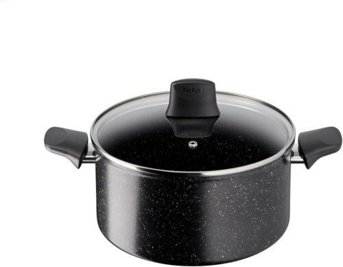Tefal Stone Strength Faitout anti-adhesif en aluminium renforce avec des particules de titane Compatible induction 24 cm