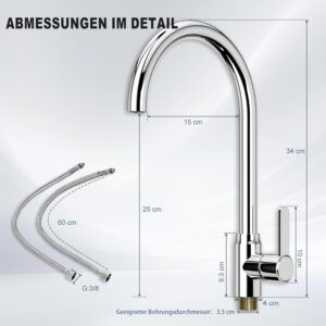 Mitigeur de cuisine inox 360° double tuyau eau chaude/froide