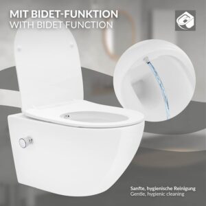 Toilette suspendue ECD Germany céramique blanche, bidet