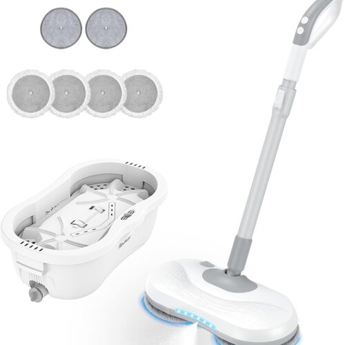 61W1xTSeB7L._AC_SL1500_.jpg Redkey M1 Balai electrique sans Fil, Auto-nettoyant, reservoir d'eau de 250 ML, LED,capacite de la Batterie de 2200 mAh, pulverisati