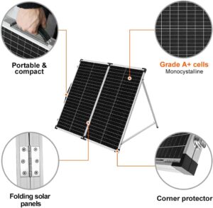 DOKIO 160W 18V Panneau Solaire Pliable Portable pour batteries 12V avec regulateur de charge solaire (2 ports USB) sac de transpor