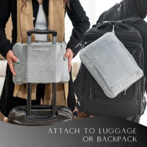 Travellow Ensemble Oreiller et Couverture de Voyage Kit de Voyage Ultime 4 en 1 avec Oreiller en Mousse a memoire de Forme, Couver
