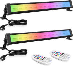 MEIHUA Projecteur LED RGB Barres 42W 2Pack Spot LED Couleur Telecommande, 10 Couleurs 30 Modes, Luminosite Reglable, Etanche IP66,