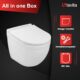 LAVITA Dalia Wall Mounted Toilet with Soft-Close Mechanism and Metal Hinges, Hanging Toilet without Rim, 360 x 520 x 410 cm, Glossy