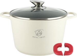 61XQUM0UhgL._AC_SL1500_.jpg Royal Swiss Marmite induction - Poele induction avec Poignees amovibles - Ø 28 cm 10,5 litres - Casseroles a soupe avec couvercle