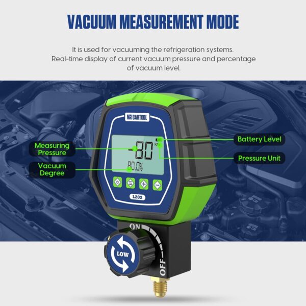 MR CARTOOL Digital Pressure Gauge Gas Low Pressure HVAC Refrigerant Manometer Digital Pressure Gauges for Refrigeration Systems Air