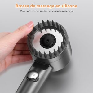 MEKO Anti-Limescale Shower Head with 15 Steps Filter and Hose 1.5 m Water Saving Shower Head High Pressure Shower Filter 3 1 Jet T