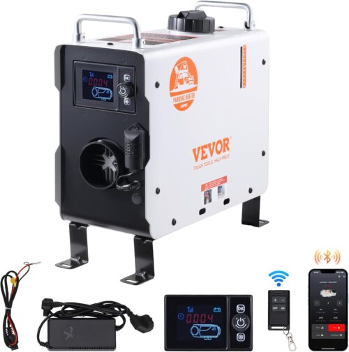 VEVOR Chauffage Diesel 2 kW, Rechauffeur d'Air 1224220 V, Controle par App Bluetooth, Telecommande et Ecran d'Affichage, Alarme CO