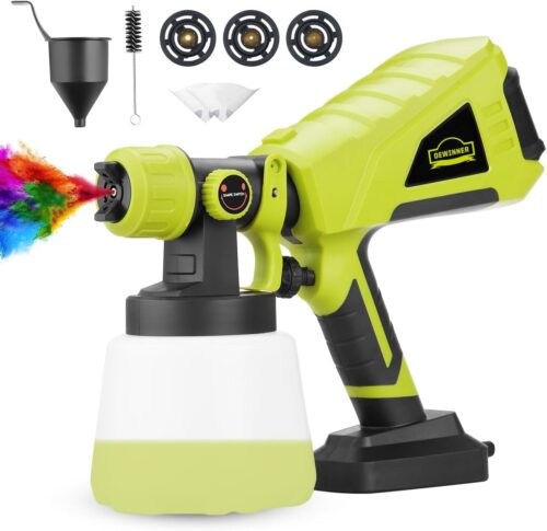 Pistolet a Peinture, DEWINNER Pulverisation de 550W, Debit reglable a Reservoir de 1000ML Detachable, electrique 3 nozzles Debit 100
