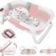 Baignoire bébé pliable avec thermomètre digital, coussin