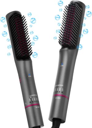 Aigostar Tessa - Brosse Lissante Ionique pour Cheveux,Fer a Lisser Professionnel,5 Reglages De Temperature,130C-210C,Chauffage Rap