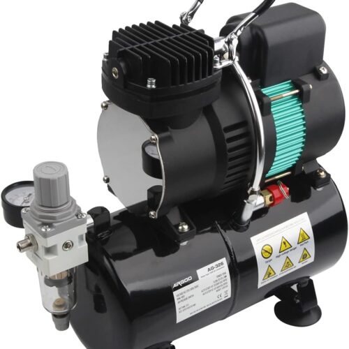 Airgoo AG-326 Deluxe Airbrush Compressor with Two Cooling Fans and 3L Air Tank, Regulator, Moisture Trapper for Hobbies, Tattoo, Gra